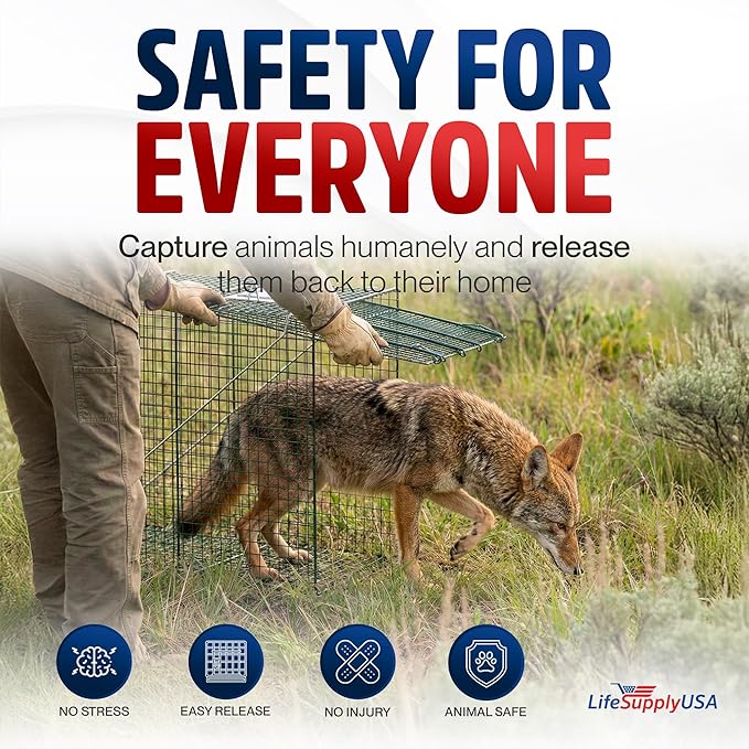 Heavy Duty Catch Release Large Live Humane Animal Cage Trap (58 x 26 x 17)