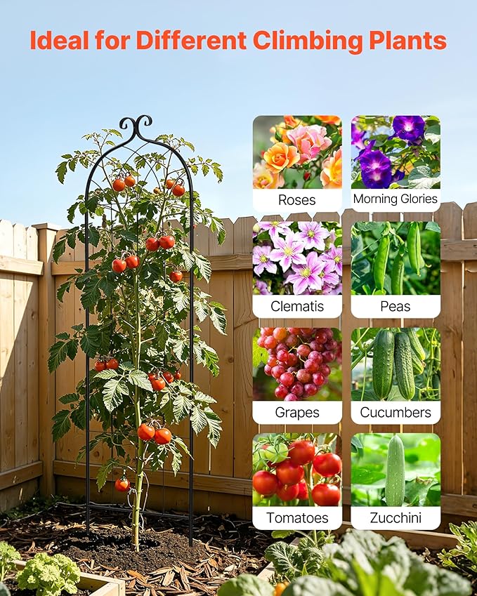 VEVOR Garden Trellis 71 x 20 inch Rose Trellis 4 Packs Garden Flower Rose Trellises with Powder-Coated Finish &amp Convenient Locking Design Plant Support Trellises for Flowers Vegetables Roses