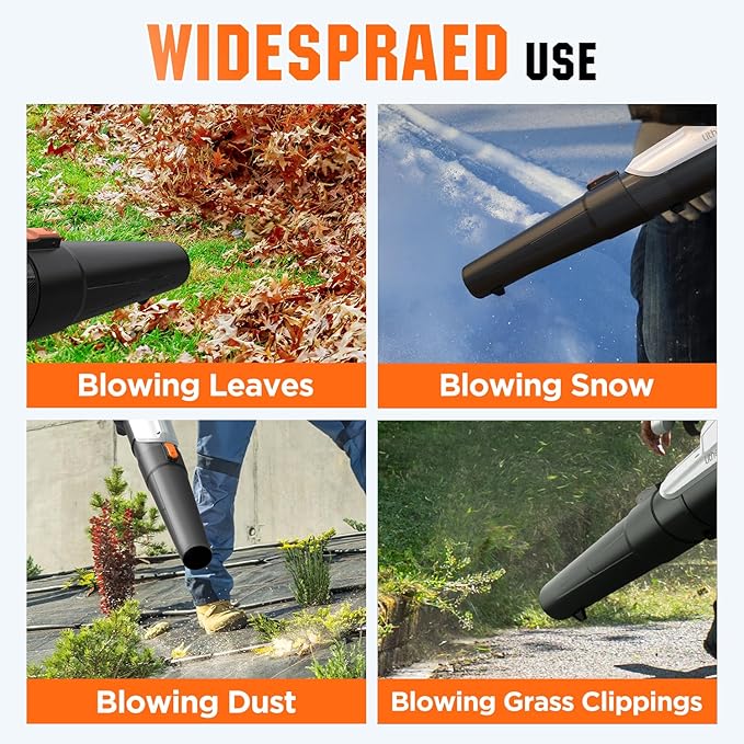 Litheli 20V Cordless Leaf Blower Battery Powered Leaf Blower 2 Speed Electric Blowers for Blowing Leaves Lawn CareSnow Dust Patio（No Battery Included）