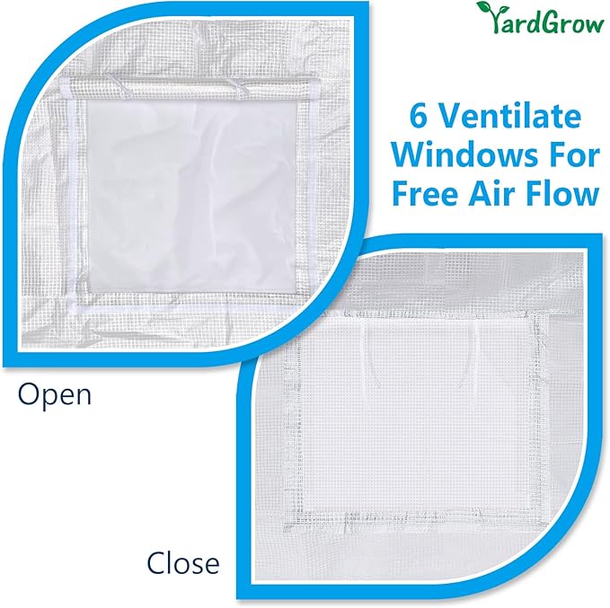 YardGrow 2-Doors Replacement Greenhouse Cover for Larger Walk in Outdoor Yard Plant Gardening Hot House Cover ONLY (12'x7'x7' White)