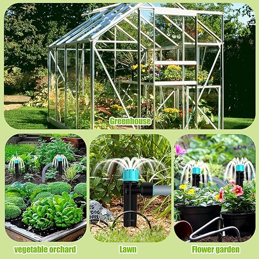 32FT Drip Irrigation System with Quick-Connect Automatic Garden Watering System with 1/4 &amp 1/2 Tubing with Y-Type Water Dsitributor Potted Plants DIY