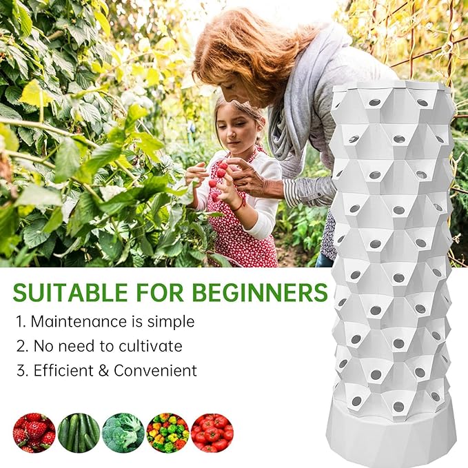 Tower Garden Growing System - 80 Slots Hydroponic Planter - Hydroponic Growing Kit Hydroponic Fruit Tower with Water Pump for Strawberries