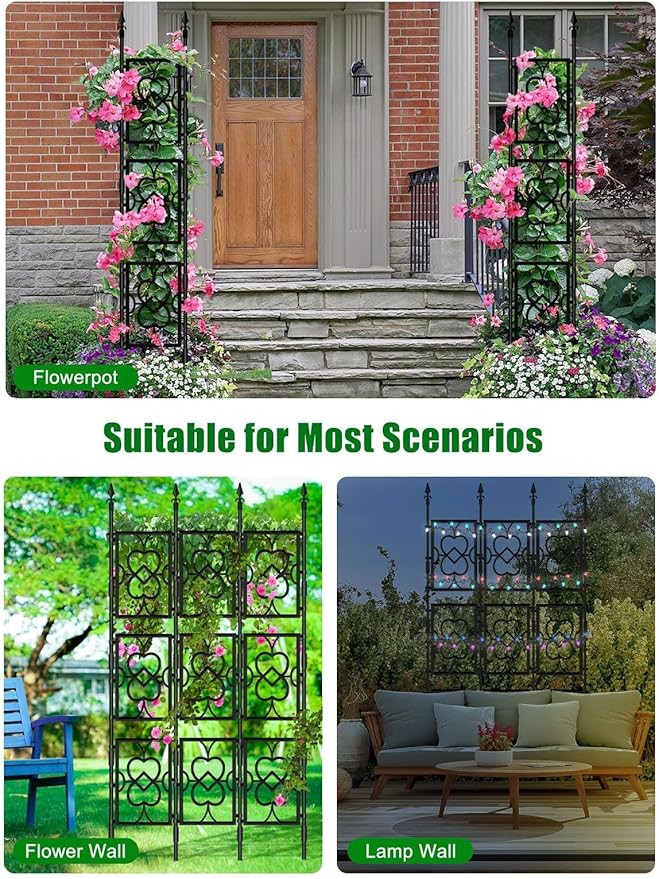 80 Garden Trellis for Climbing Plants Kalolary Screen Plant Trellis Frame for Potted Plants Rustproof Plant Support Thicken Cucumber Trellis Grow Support for Vines Flowers Vegetable Indoor Outdoor