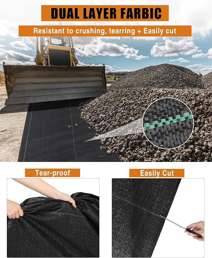 Heavy Duty Landscape Outdoor Gardens Weed-Barrier-Fabric 6ft x 300ft Black
