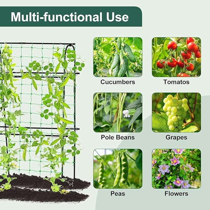Cucumber Trellis for Raised Bed 4 feet Garden Trellis for Climbing Plants Outdoor Plastic-Coated Metal Arch Plant Support for Flower Vines Vegetables Peas Beans Cucumber Trellis Black