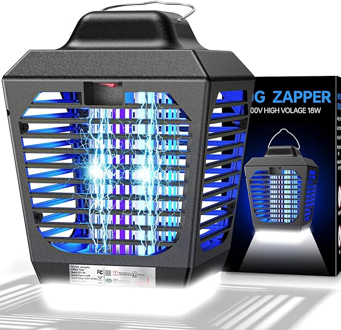 New Fi 4200V Bug Zapper Waterproof Electric Flying Insect Trap with LED Light ABS Housing Indoor Fly Trap and Outdoor Mosquito Zapper Plug‑in for Home Patio Garden