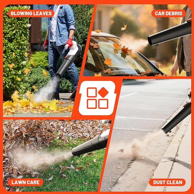Litheli 20V Cordless Leaf Blower Dual 2×2.0Ah Batteries Included 350CFM/85MPH 2-Speed Lightweight Handheld Electric Blower for Lawn Patio Dust &amp Leaves