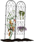 2 Pack Garden Trellis (74.80in x 21.65in) Rustproof Metal Trellis with Black CoatingArch Trellis for Climbing Plants Outdoor Plant Trellis for Supporting Roses Vegetables Vines and Flowers.