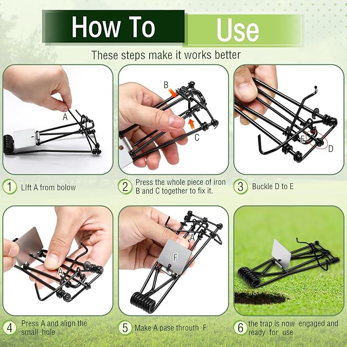 Qualirey 32 Pcs Outdoor Gopher Traps Bulk - Reusable Galvanized Gopher Trap with Red Stick Flags Weather Resistant Mole Vole Trap Killer for Farm Lawn Yard Garden (Black)