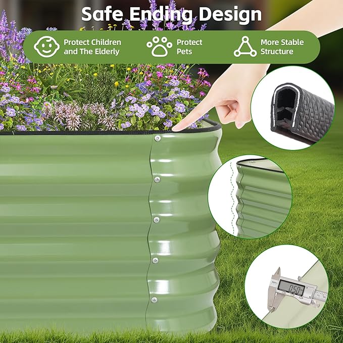 GoCampDriect 6IN1 Raised Garden Bed - 8x3x1.4ft Galvanized Raised Garden Boxes Outdoor Corrosion Resistant | Variable Shape 9x2x1.4ft Metal Raised Garden Beds for Planting Vegetable Fruits Flower