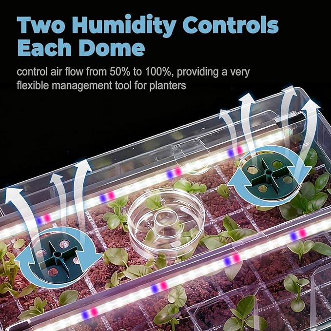 120-Cell Self-Watering Seed Starter Tray with Grow Light2 Sets of 60-Cell Seed Starter Kit with Tall Humidity DomeIndoor Seedling Starting Germination Kit with 4 Full-spectrum Growing Light Tubes