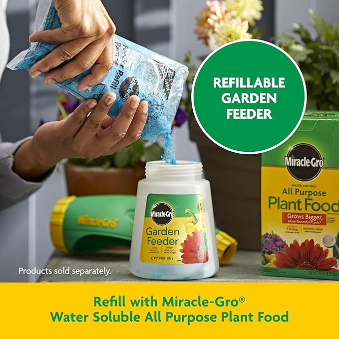 Miracle-Gro Water Soluble Tomato Plant Food and Garden Feeder Bundle Hose-End Feeding System for Vegetable Plants in Outdoor Gardens