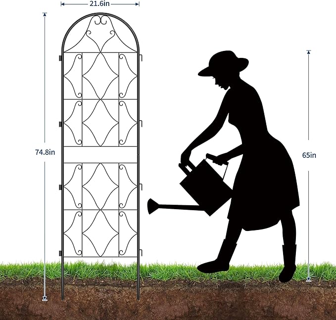 4 PCS 87 in x 20 in Metal Garden TrellisBlack Coated Rustproof Metal Trellis Outdoor with Versatile Plant Support Elegant Outdoor Decor for Cllimbing Plants Vegetables Vines Flowers Plant TRE