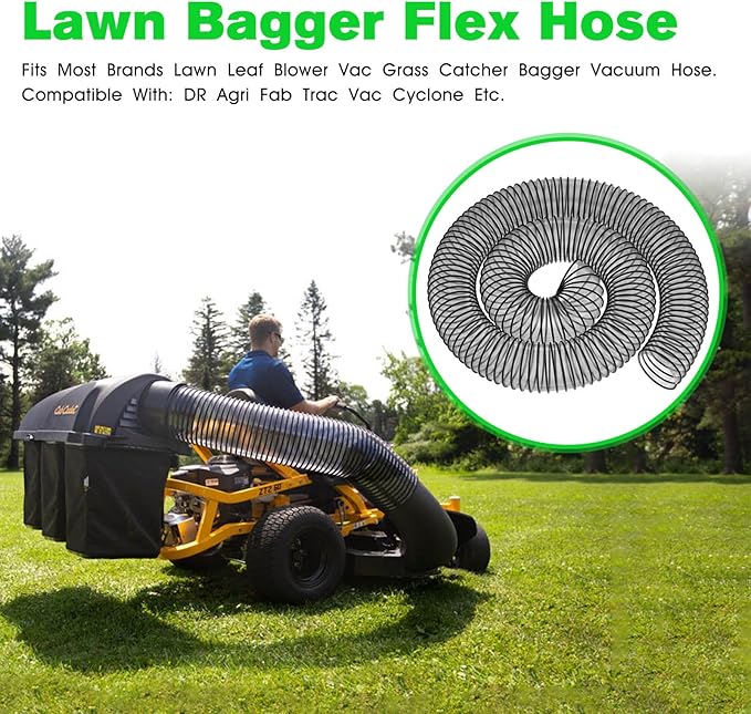 Leaf Vac Hose Dust Collection Hoses 8 Foot PVC Flexible Grass Catcher Leaf Vac Collection Vacuum Hose FOR DR Agri-Fab Trac Fits Most Brands Of Lawn Leaf Blowers (8 Inch Inside Diameter)