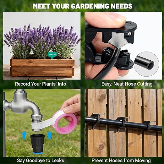230FT Drip Irrigation Kit with Push-Fit Connectors DIY Automatic Garden Watering System 2026 New Upgraded Water-Saving Design with 3 Adjustable Nozzles for Yard Greenhouse Lawn &amp Potted Plants