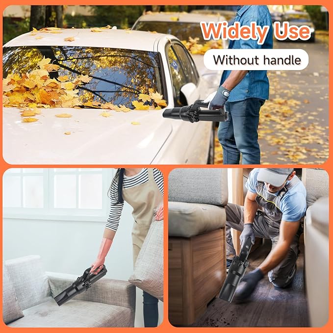 Cordless Leaf Blower with Long Handle - 60 Lightweight Electric Air Broom Blower with 2 Speed Modes for Blowing Leaves Dust and Debris Mini Leaf Blowers for Small Lawn Yard Patio and Corner