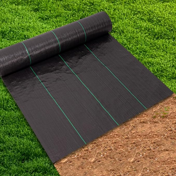 Weed Control Membrane UV Stabilised Weed Barrier Fabric Weed Matting High Tensile Strength Landscape Ground Cover for Artificial Grass Patios Paths Flower Beds(1.5 * 100m)