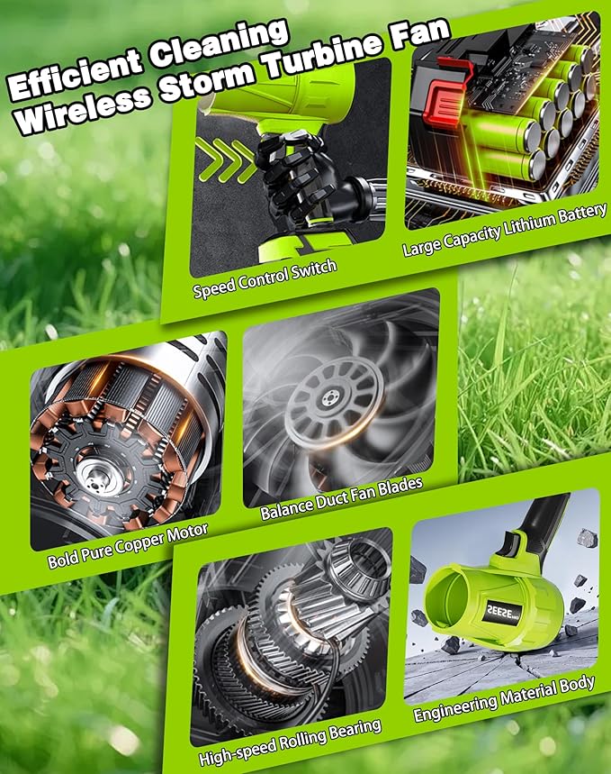 Turbo Jet Blower 1000g Thrust Cordless Leaf Blower Ultra-Light 1200 CFM 200 MPH Handheld Power Blower Long Runtime for Car Drying Porch Steps (2 * 15 Batteries Set)
