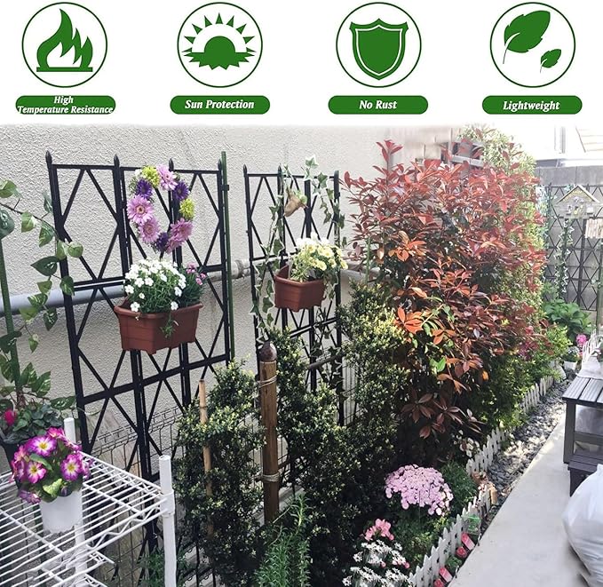 LTSRLL Large Metal Garden Trellis 90cm/35.4in 120cm/47.2in 150cm/59in 180cm/70.8in 220cm/86.6in Hoya Support Foldable Climbing Plant Stake(White150cm/59in)