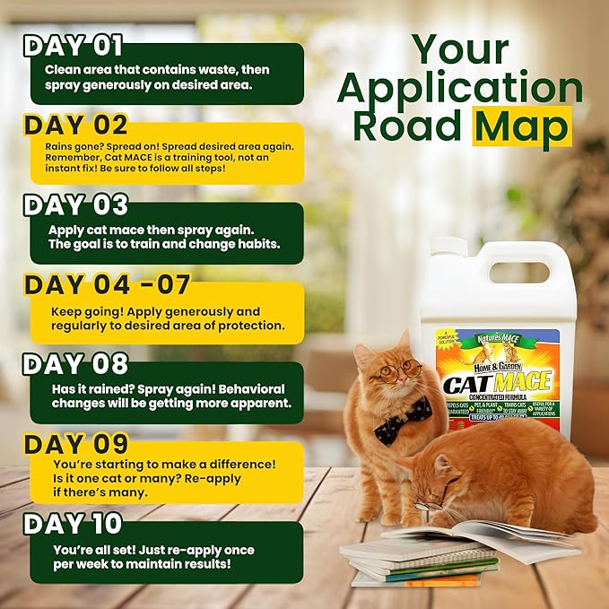 Nature's MACE Cat Mace Cat Repellent Training Liquid Deterrent Tool Makes 16 Gallons Keep Out of Lawn &amp Garden Large Areas Outdoor &amp Indoor Use Yards Landscaped Plants 1 Gallon Concen