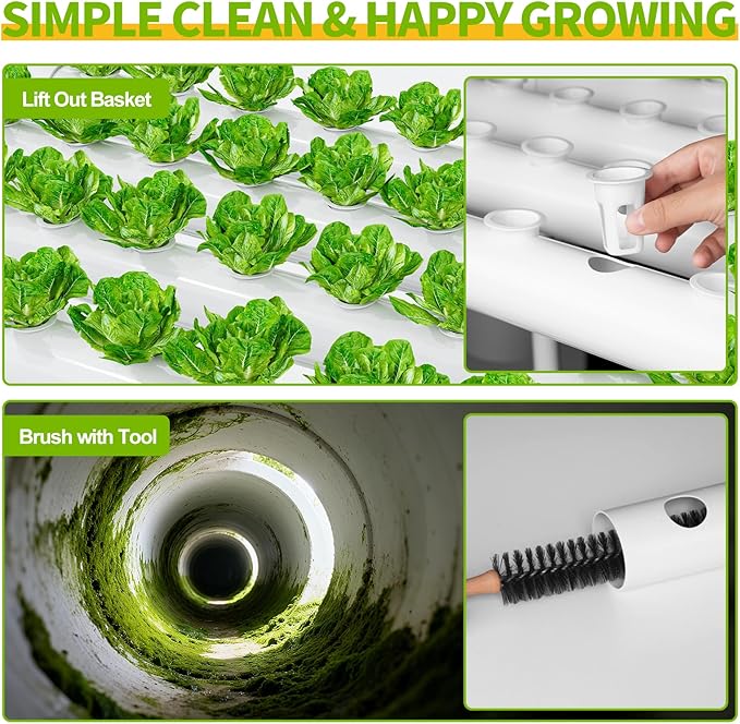 SPECILITE Hydroponics Growing System with Wheels 3-Tier 108 Plant Sites Food-Grade PVC-U Pipes Gardening kit for Leafy Vegetables Lettuce Herbs Water Pump Indoor Outdoor