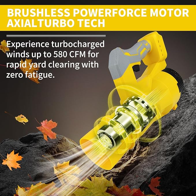Leaf Blower Cordless 6 Speed Levels Electric Leaf Blower with 2 x 4.0Ah Batteries and Charger 580CFM &amp 160MPH 4.3 lbs Lightweight for Lawn Care Yard Garage Blowing Leaves Dust or Snow