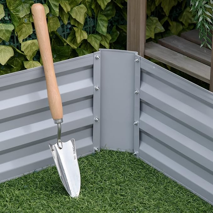 2 Pcs Galvanized Raised Garden Bed 3.3' x 3.3' x 1' Metal Planter Box for Growing Vegetables Flowers Herbs Succulents Gray