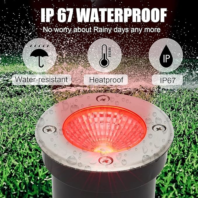 Round Landscape Lights - Outdoor Buried Lights IP67 Waterproof Recessed LED Spotlights 12V Ground Floodlights for Pathway Patio Garden Lawn Light(Blue24W)