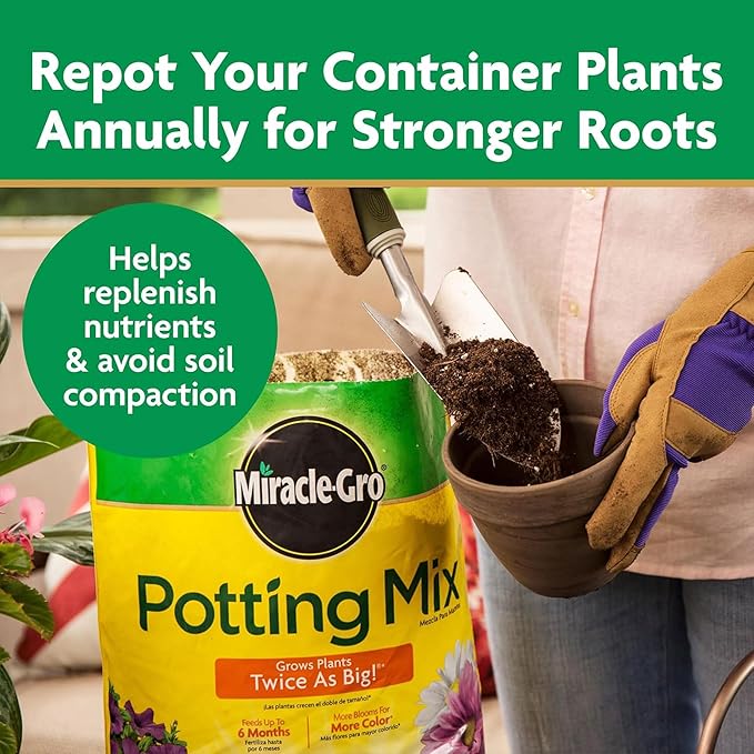 Miracle-Gro Potting Mix for Container Plants Flowers and Vegetables 2 cu. ft. &amp 24 Pack Indoor Plant Food Spikes Continuous Feeding for Houseplants