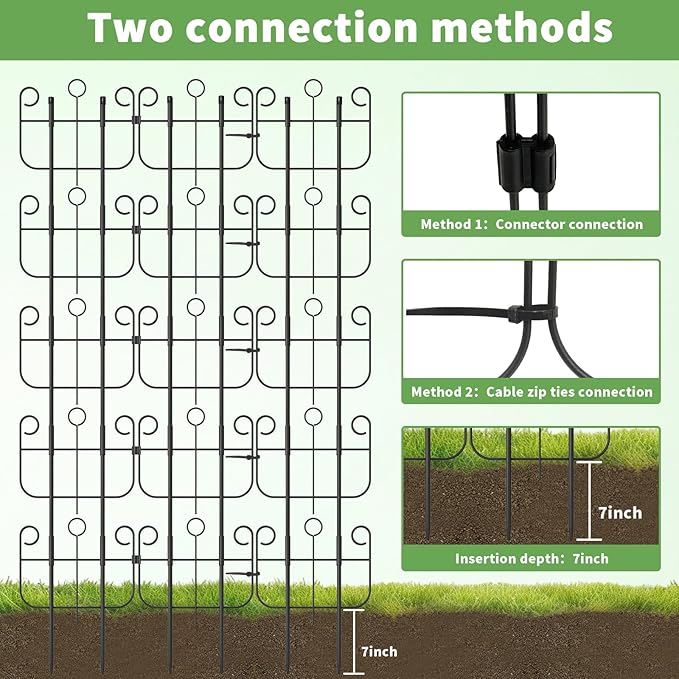Garden Trellis for Climbing Plants Outdoor Rustproof Heavy Duty Plant Climber Support for Flowers Vine Cucumbers Expandable Height &amp Width No Dig Decorative Garden Fence Panels