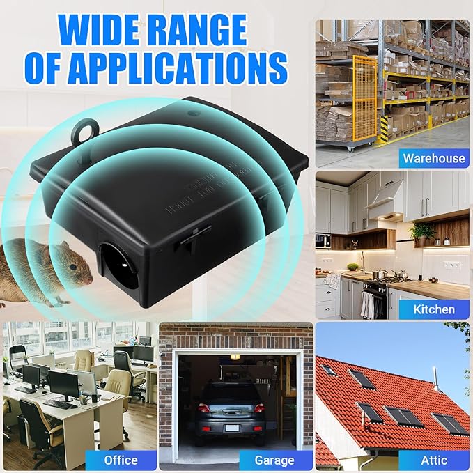 Qualirey Rat Stations Large Rodent with Key Reusable Mouse Stations Mice Blocks Heavy Duty Boxes for Outdoor Rodents Mice Blocks Black(9.8 x 7.5 x 3.9 InchesClassic12 Pack)