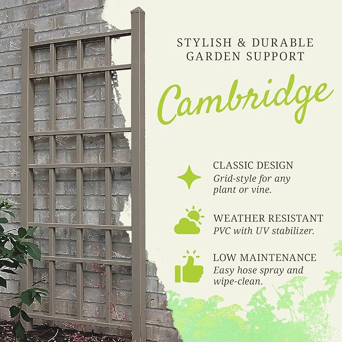 Dura-Trel Cottage 28 by 66 Inch Heavy Duty Weather Stabilized PVC Vinyl Outdoor Garden Patio Trellis with Ground Anchors Mocha