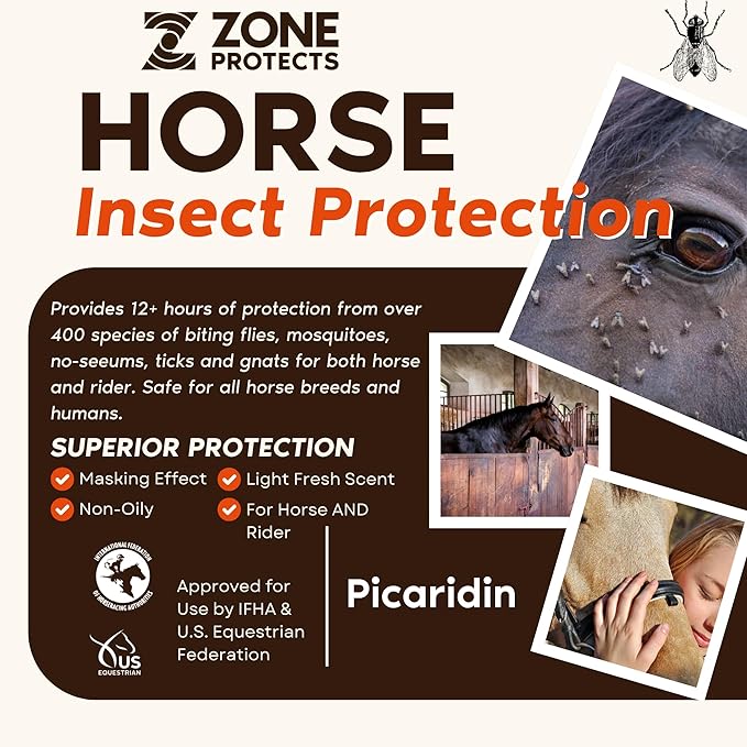 Horse &amp Rider Fly/Insect Repellent 32oz Trigger Sprayer Plus Refill Picaridin Based Fly Tick No-seeum and Mosquito. 12-hr Protection Against Biting Flies