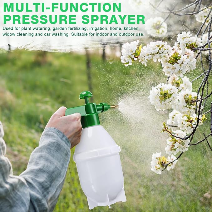 2 Pcs 50 oz Handheld Pump Spray Bottle Garden Mister Spray Bottles Lawn Pressure Hand Pump Sprayer with Adjustable Nozzle for Chemicals Watering Weeds Plants and Cleaning (Green)
