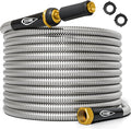 TITAN Garden Hose 100FT - 304 Stainless Steel Metal Water Hose Flexible Kink-Free Lightweight Durable Crush Resistant Fittings Easy to Coil 500 PSI