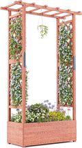 72 Wooden Raised Garden Bed with Trellis - Elevated Planter Box with Hanging Roof 2 Side Trellises &amp 4 Drainage Holes - Freestanding for Climbing Plants Vines Vegetables -Patio Balcony Backy