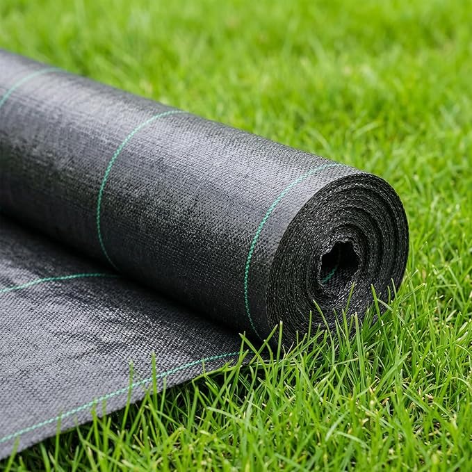 HOOPLE 4FT x 100FT Heavy Duty Weed Barrier Fabric 3.2oz Woven Geotextile Landscape Fabric High Permeability Weed Blocker Ground Cover for Garden Driveway Gravel Underlayment &amp Landscaping