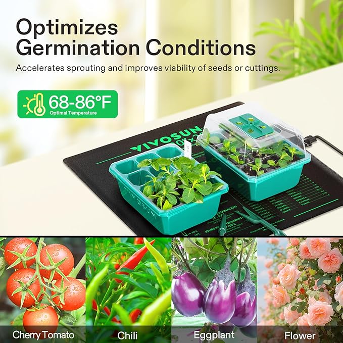 VIVOSUN 20 x 20.75 Seedling Heat Mat and Digital Thermostat Combo Set UL &amp MET-Certified Warm Hydroponic Heating Pad for Germination Indoor Gardening Greenhouse