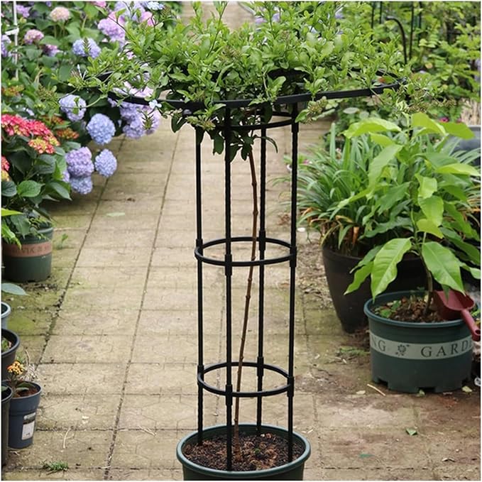 Tower Obelisk Garden Trellis Tall Metal Support Garden Frame Trellis for Indoor/Outdoor Climbing Vines and Flowers(Black90cm)