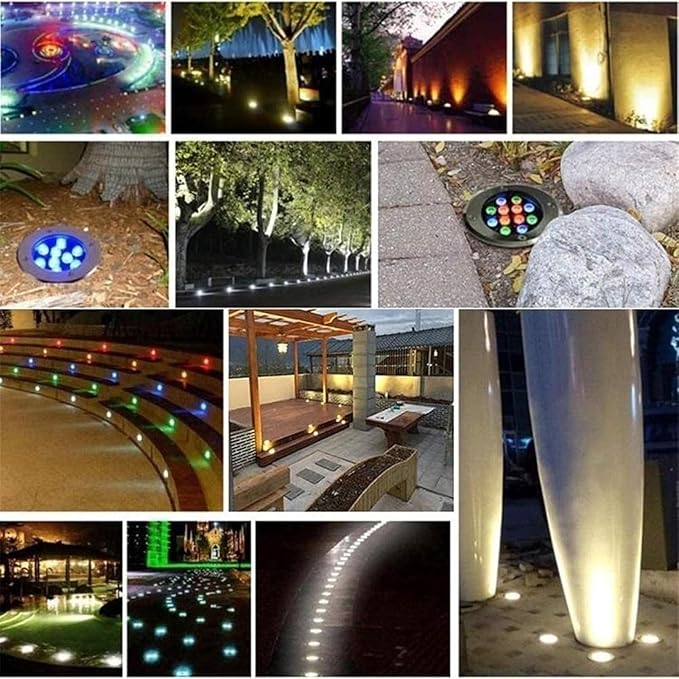 LED Outdoor Spotlight Floodlight AC85-265V Ground Landscape Lights IP67 Waterproof Garden Underground Lights for Pathway Patio Garden Lawn Lighting(Yellow6W(85-265v))