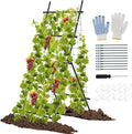 Giantex Cucumber Trellis Trellis for Climbing Plants Outdoor Garden Trellis w/Netting PE-Coated Metal Clips Plant Support for Flower Vine Grape Vegetable Fruit Adjustable Shape 31x 26x74