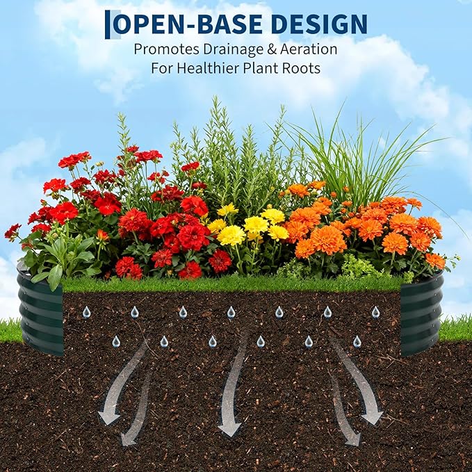 Galvanized Raised Garden Bed Kit with Corrosion-Resistant Steel – Oval Planter Box for Vegetables Flowers &amp Herbs – Durable Reinforced Easy To Assembly – Includes Zippered PVC Cover Green