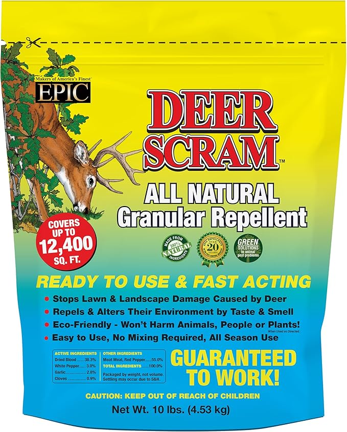 Epic Repellents Deer Repellent Granules - All Natural Pet Safe Mint Scent - 10 lb - Granule