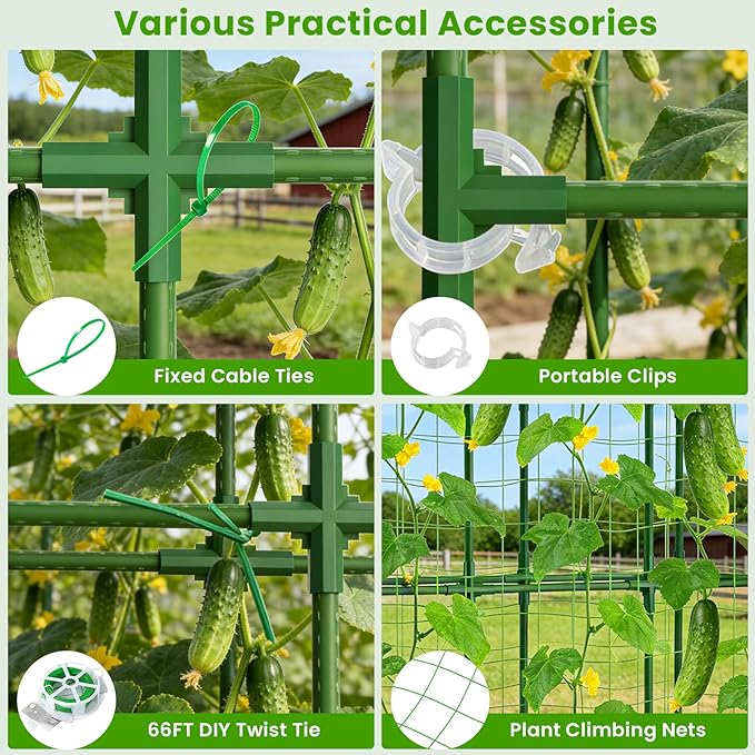 62in Tall Cucumber Trellis for Raised Bed 51 L x 62 H Metal Garden Trellis for Climbing Plants Outdoor U-Shape Vegetables Trellis Support for Squash Zucchini Peas Grape