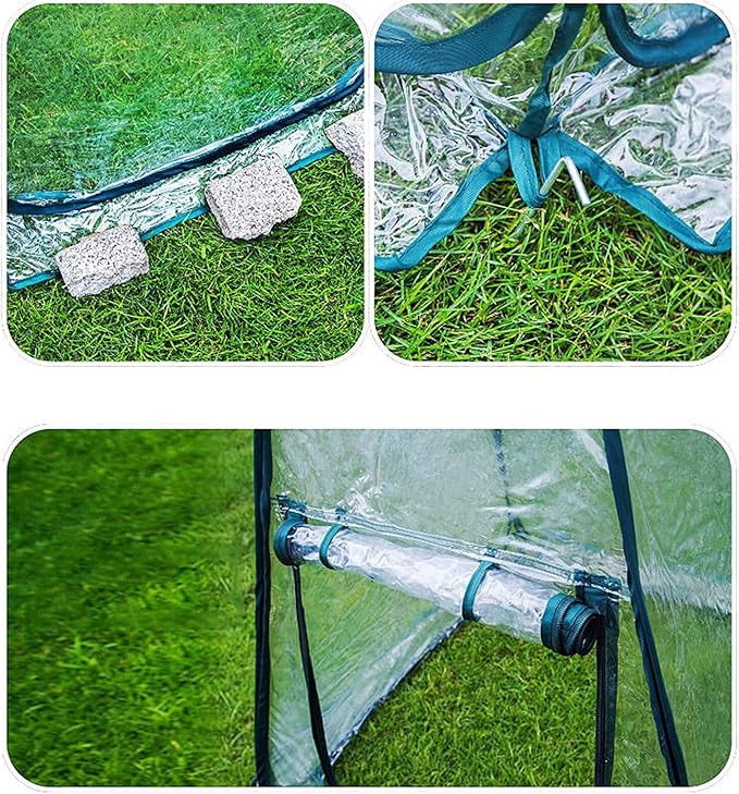 porayhut Pop Up Greenhouse Cover Pack of 2 PcsFlower House Mini Gardening Plant Flower Sunshine Room RoomBackyard PVC Greenhouse Cover for Cold Frost Protector Gardening Plants