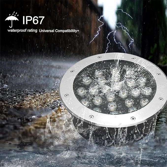 AC85-265V LED Outdoor Spotlight Floodlight - Ground Landscape Lights IP67 Waterproof Recessed Lamp Lighting for Garden Yard Construction Buried Lights(Warm White48w(85-265v))