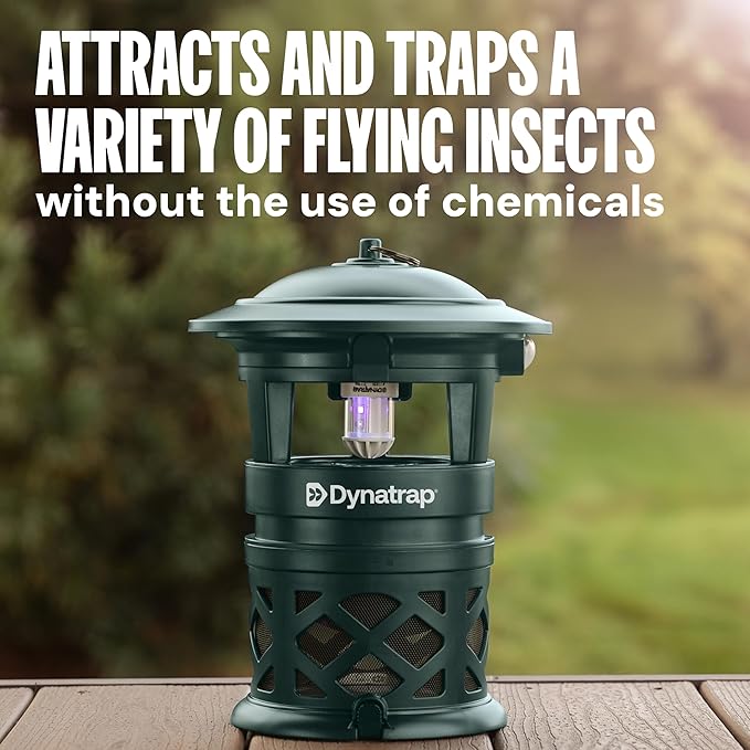 DynaTrap DT2030-GRSR Fly Traps Outdoor - Mosquito &amp Flying Insect Killer for 1 Acre – Kills Flies Gnats Wasps - Bug Zapper Alternative - Green
