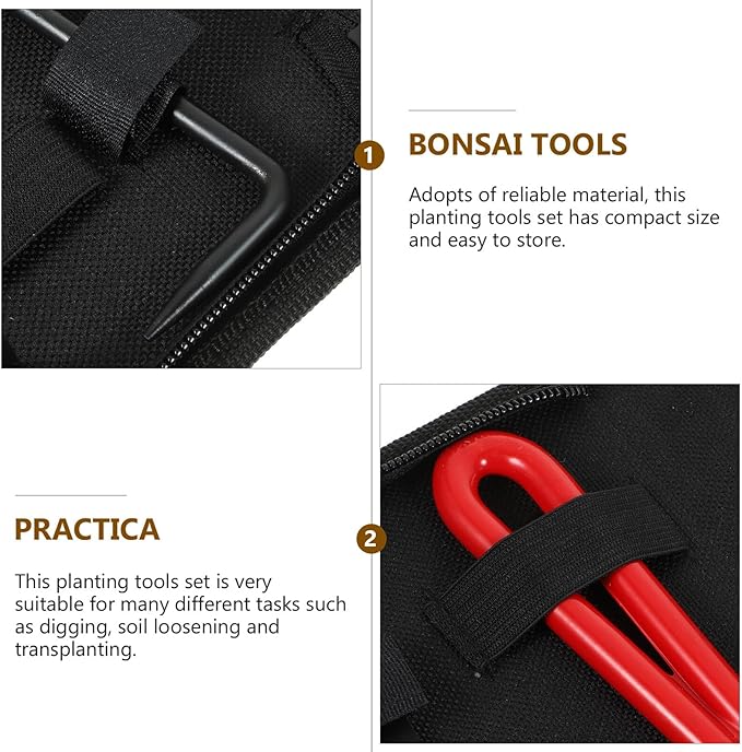 HEMOTON 5pcs Bonsai Tree Kit Gardening Hand Tools Set with Planting Scissors for Garden Care and Soil Loosening Sturdy Pruning Tools for Indoor and Outdoor Plants