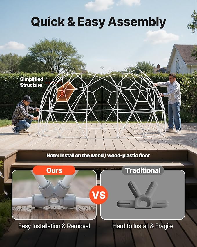 VEVOR Garden Dome Tent 9.5 x 5.7 ft Outdoor Clear Bubble Tent for 2-4 Person Weatherproof Geodesic Dome Greenhouse with Window PVC Transparent Tents for Backyard Patios Camping Party Wedding
