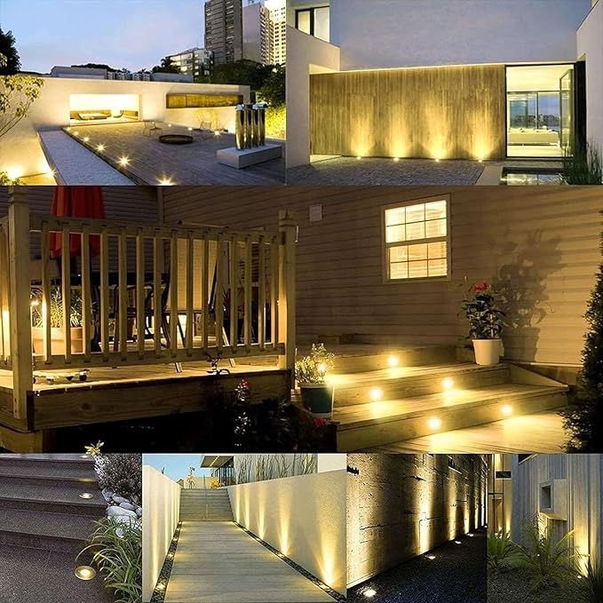 Round Recessed Led Buried Lights - Outdoor Led Landscape Lamp Ip67 Waterproof Stainless Steel Led Spotlight Outdoor Led Ground Floodlights for Pathway Patio Garden La-Warm Light-6 W